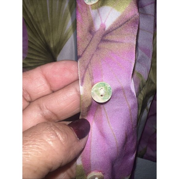 Vintage 90s Tommy Bahama Womens XL Silk Satin Butterfly Button Shirt Blouse 2pc - Picture 4 of 16